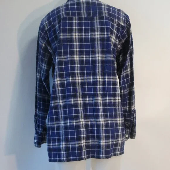 Womens R13 (Item- 89) Blue Black White Vented Side Seams Flannel Plaid M - Picture 9 of 10